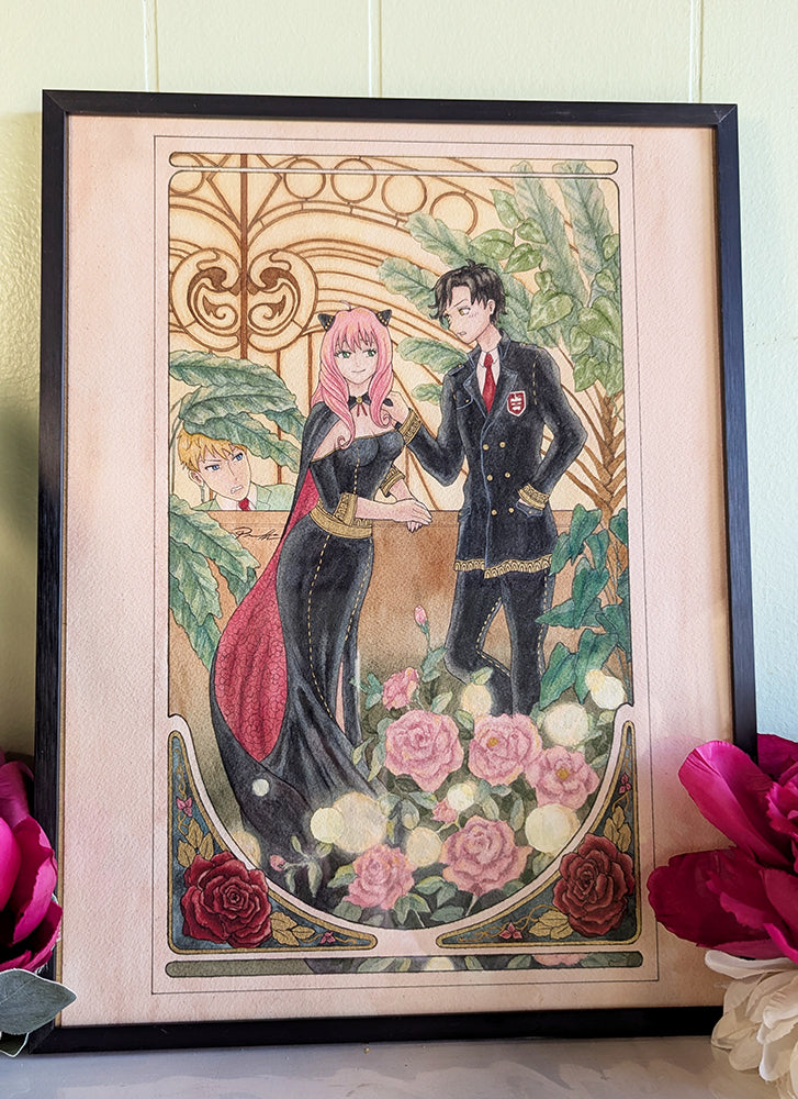 Anya & Damian - SpyxFamily Fan Art - Gold Original Unframed