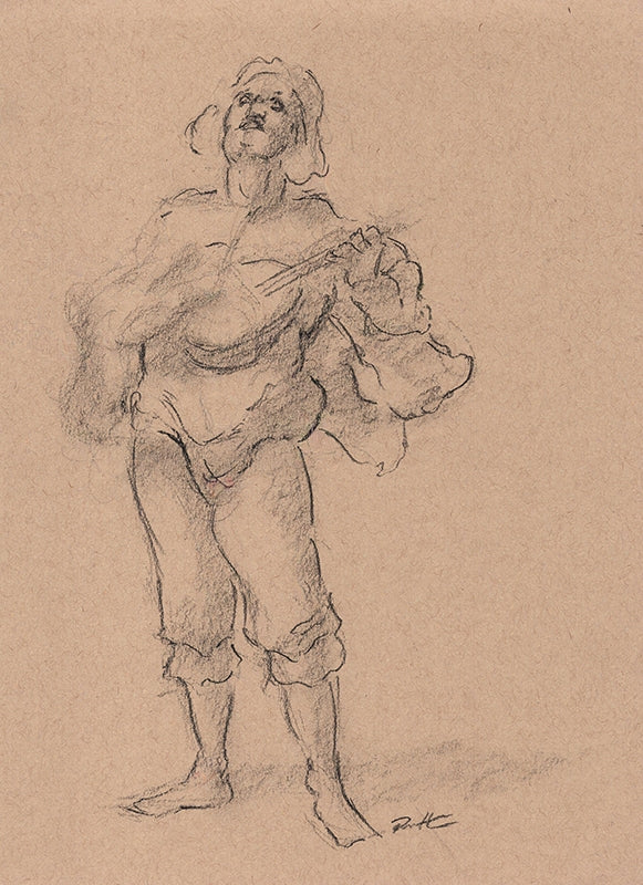 Master study of Honoré Daumier's Bard sketch done in charcoal on toned paper.