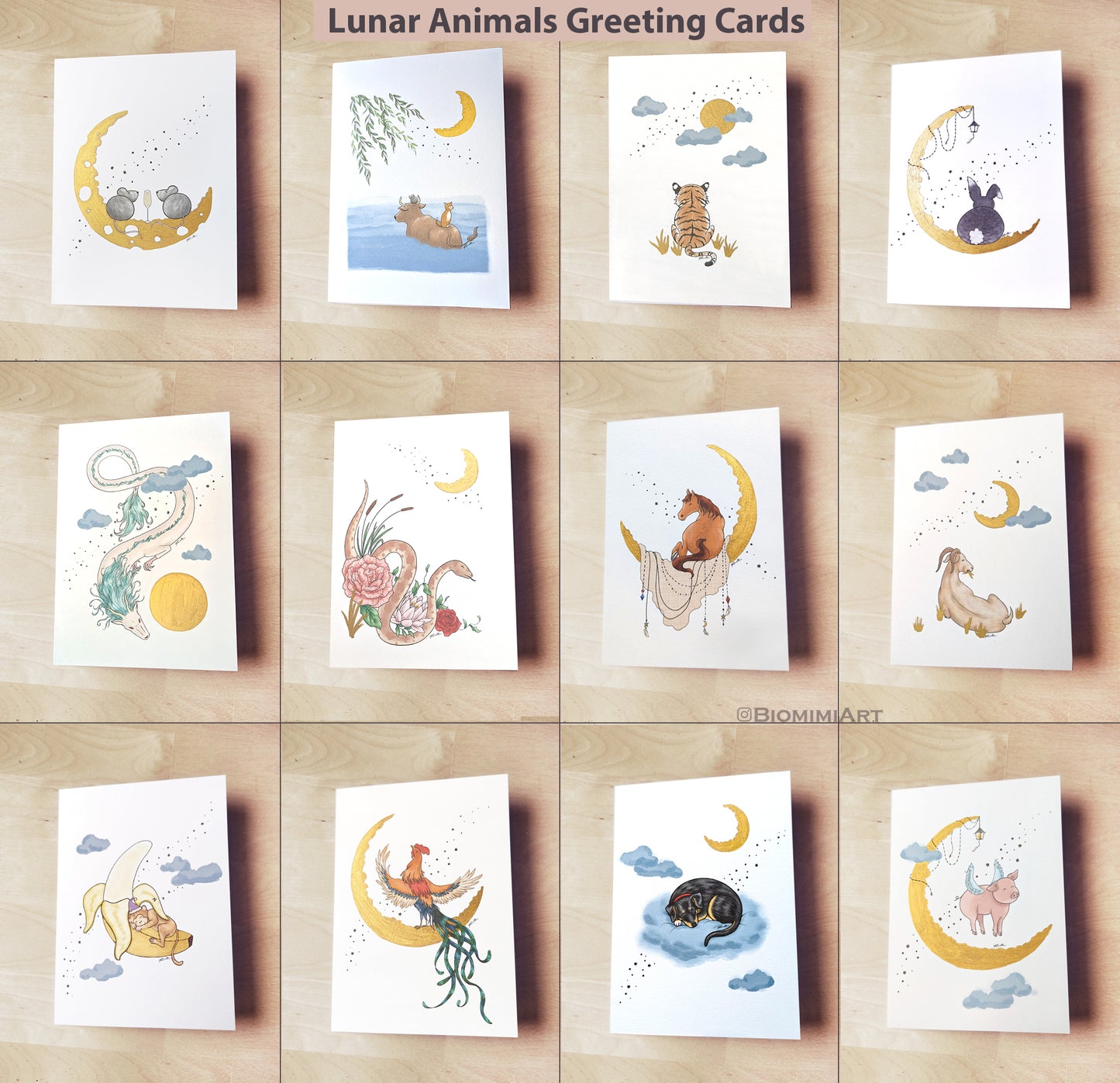 Flying Pig Greeting Card - Lunar Zodiac Series