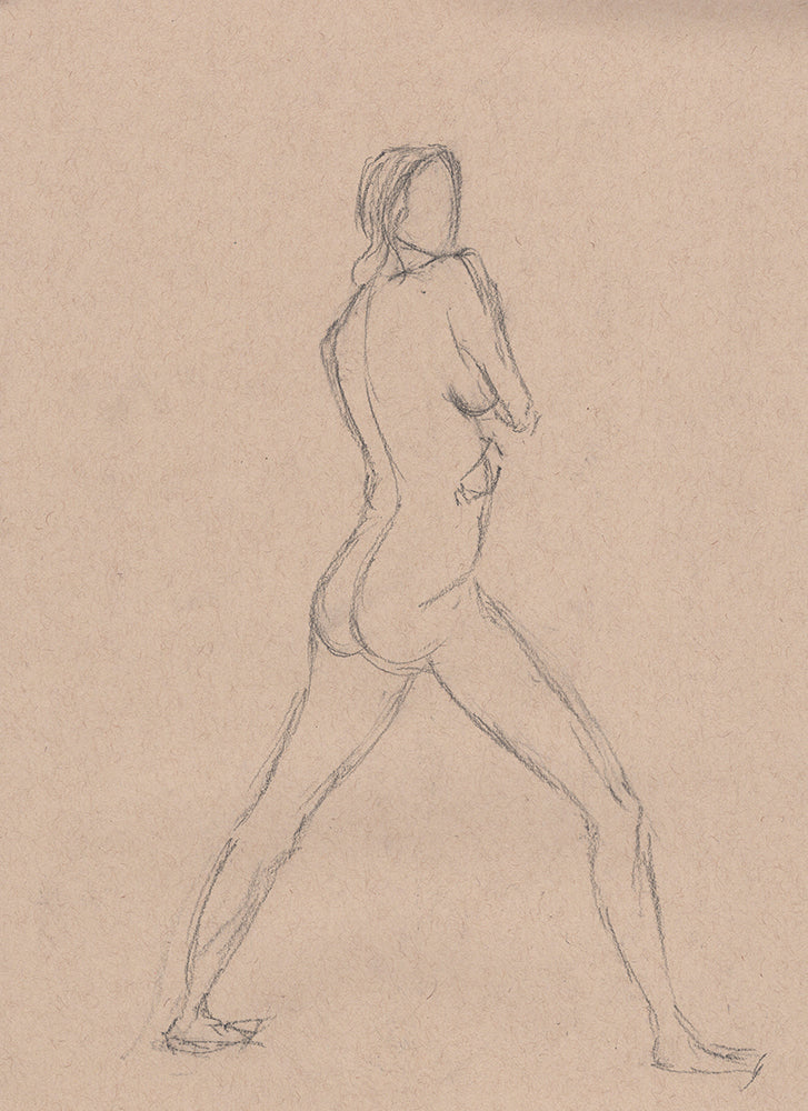 Standing Nude Figure Drawing - Original