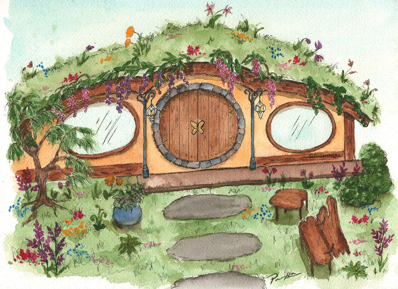 Hobbit Hole Painting - Original