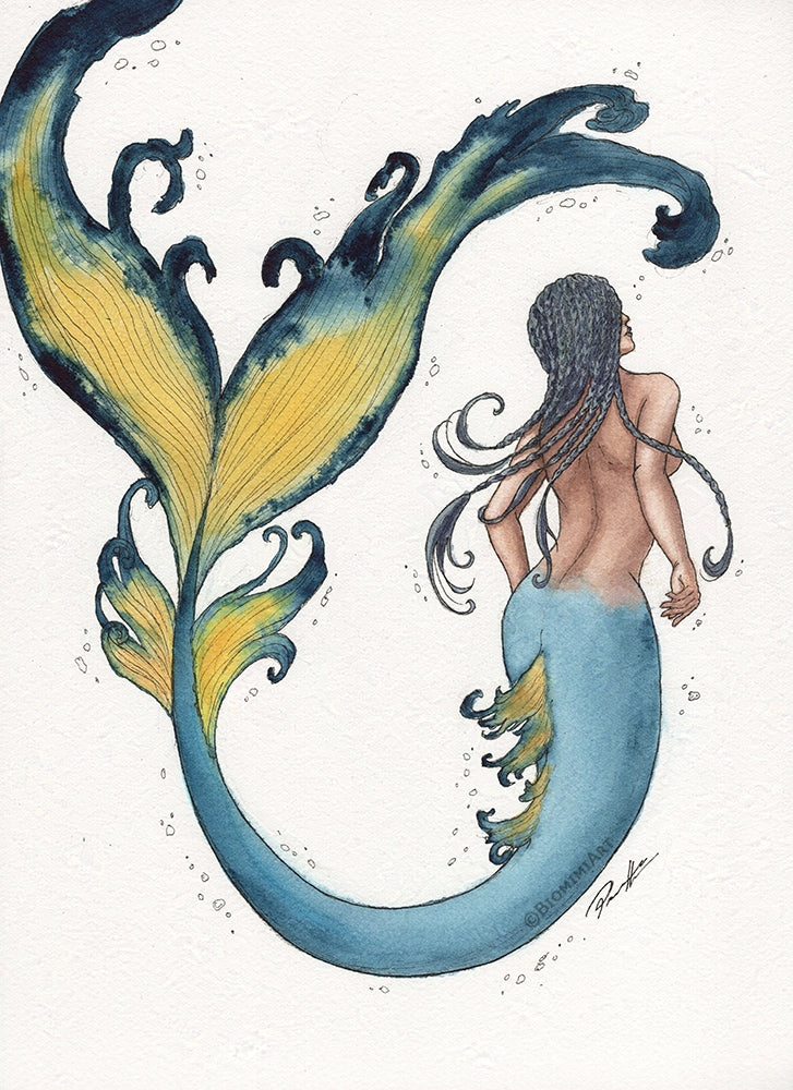 Mermaid Watercolor Painting - Original
