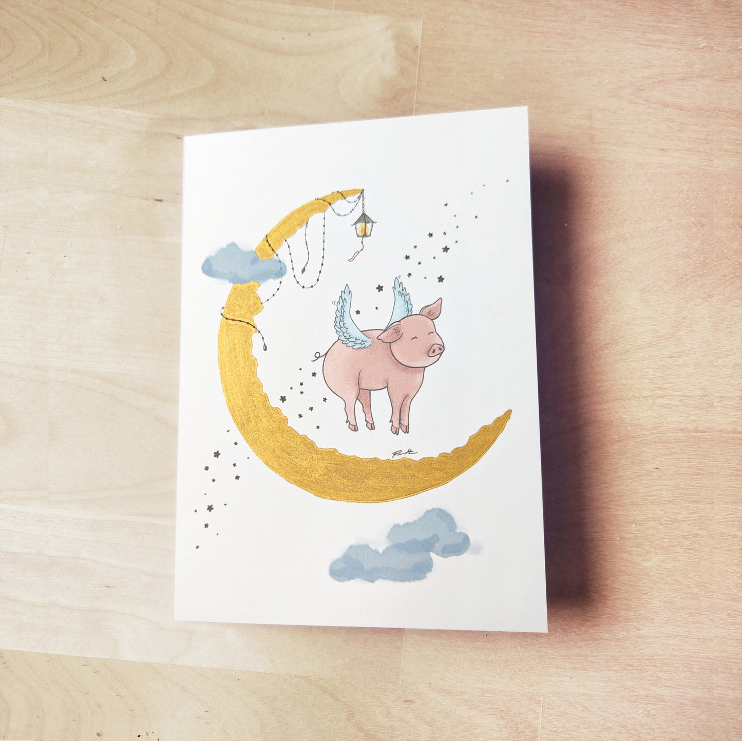 Flying Pig Greeting Card - Lunar Zodiac Series