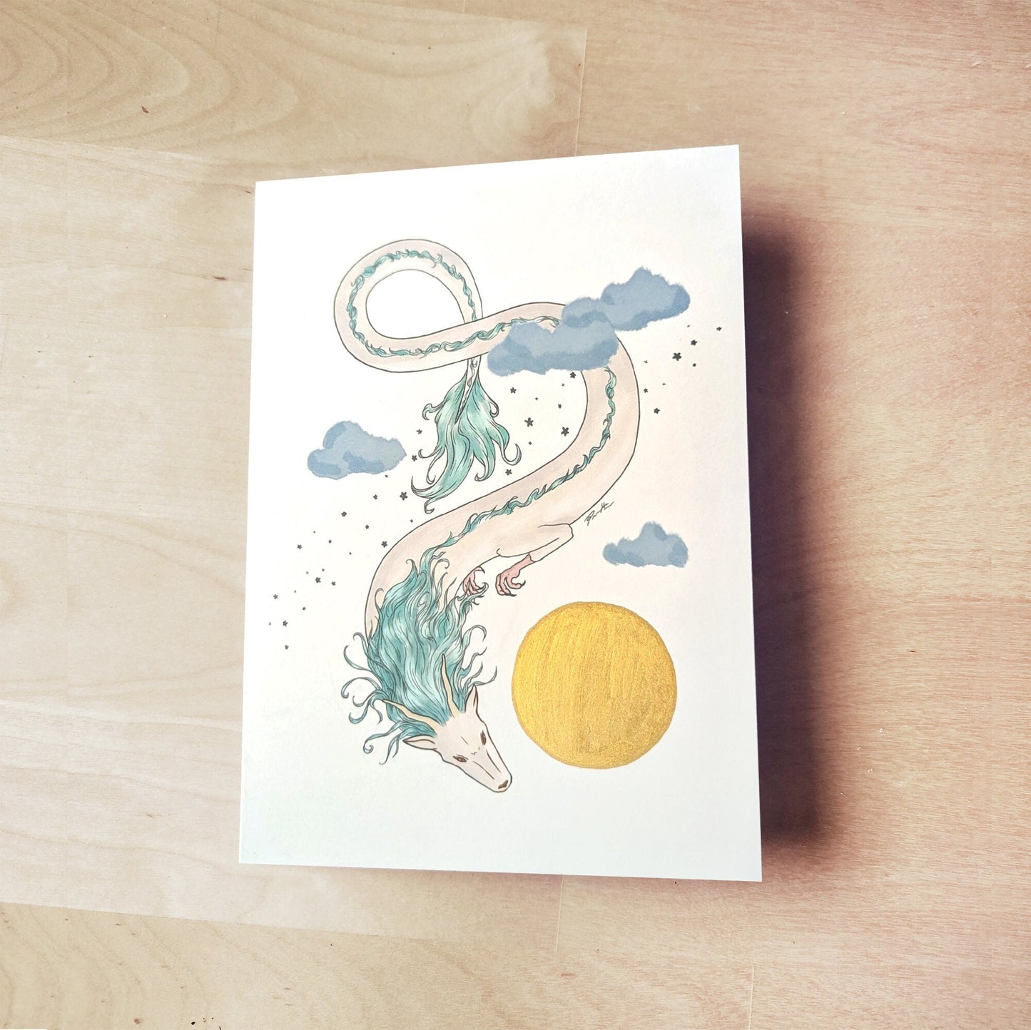 Haku Dragon Greeting Card - Lunar Zodiac Series