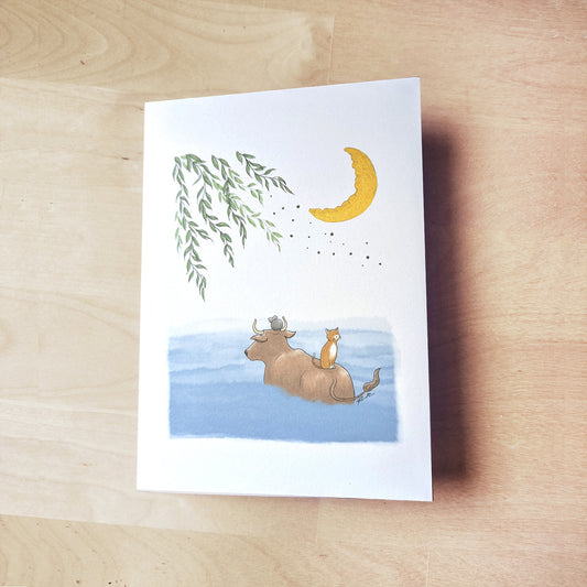 Ox Butt Greeting Card - Lunar Zodiac Series