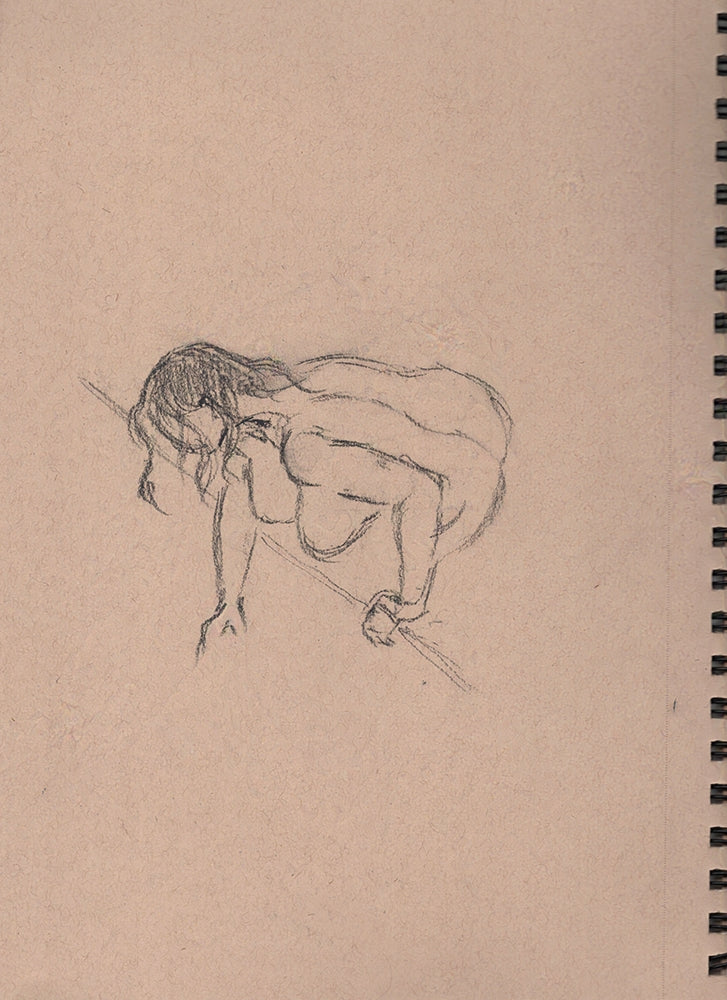 Charcoal sketch of nude study. One of a kind original drawing.