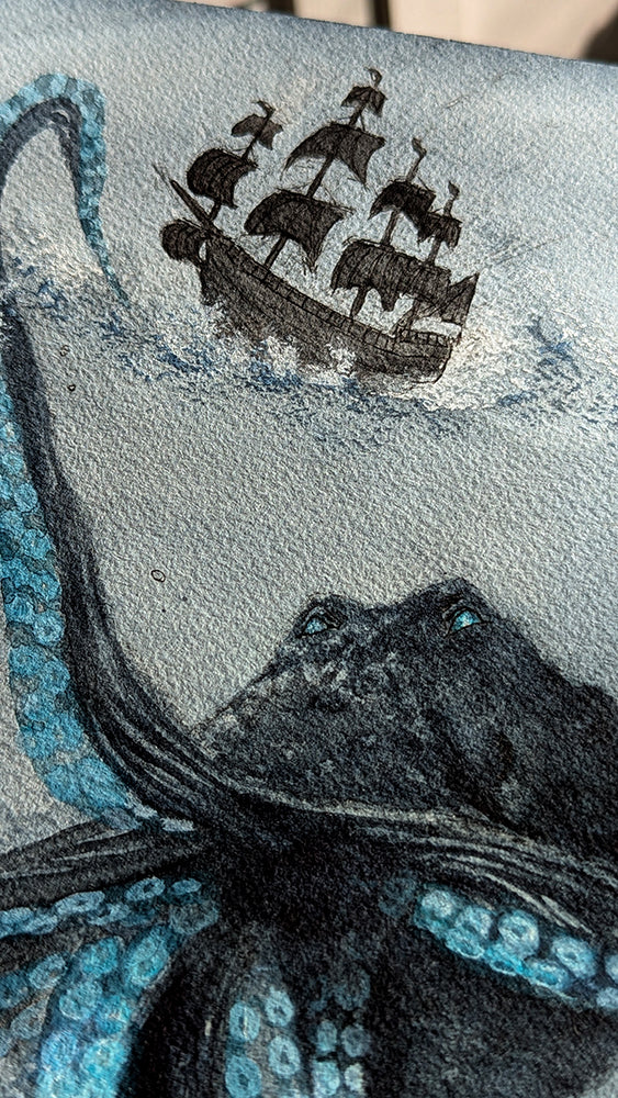 Kraken Watercolor Painting - Original