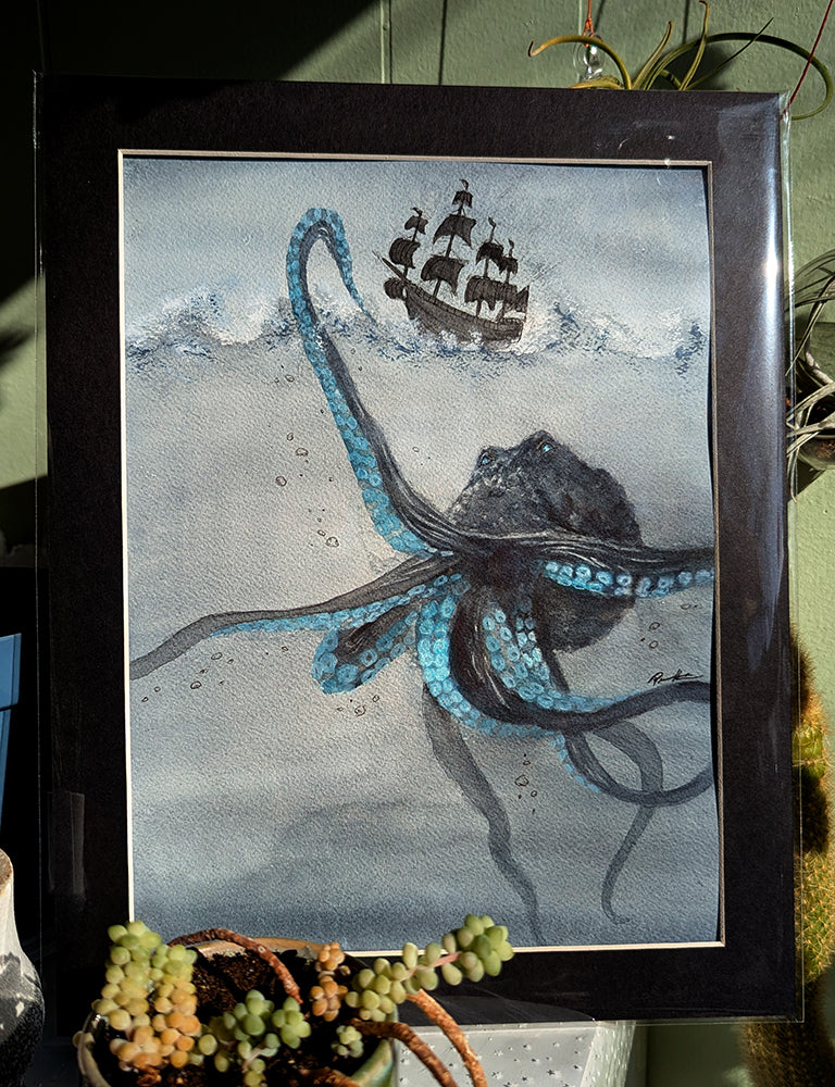 Kraken Watercolor Painting - Original