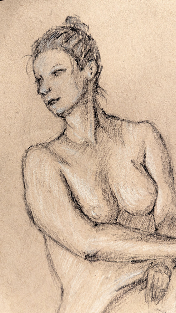 Seated Nude Figure Drawing - Original