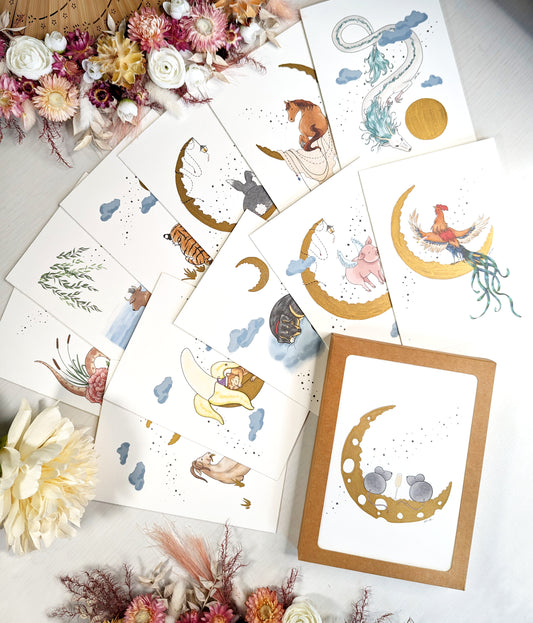 Lunar Zodiac Greeting Card 12 Pack - Limited Edition